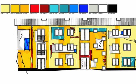 fassadenmalerei entwurf skizze wohnhaus